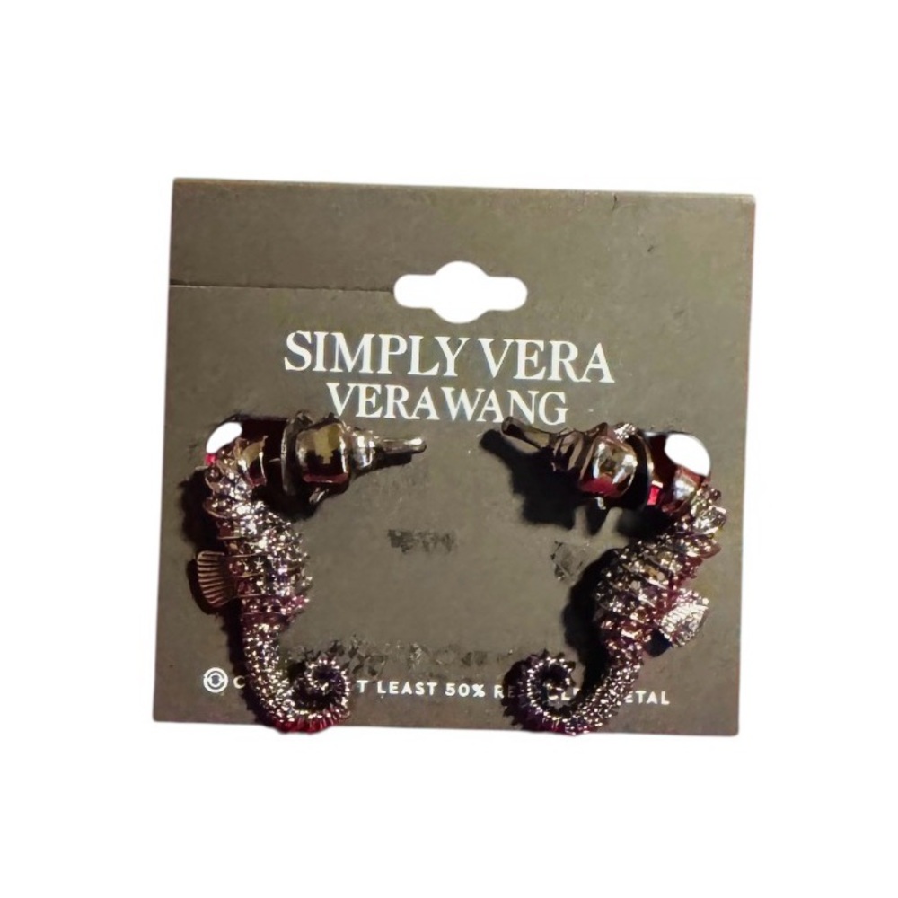 Simply Vera Vera Wang Sparkling Silver Seahorse Earrings